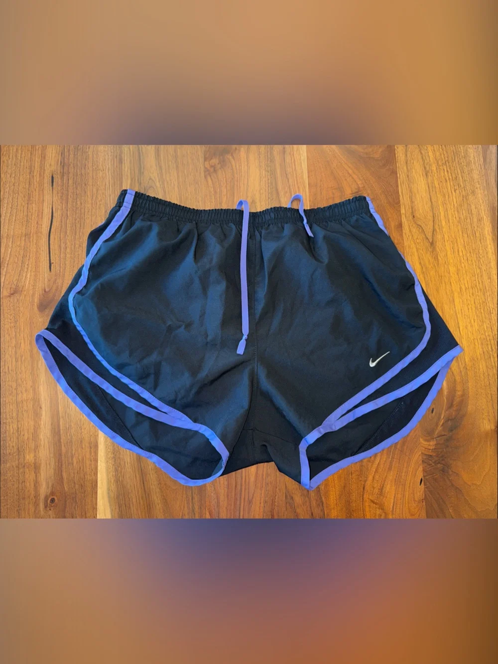 Nike Black Shorts with Purple Trim and Drawcord